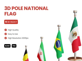 Bandeira Nacional do Pólo Pacote de Icon 3D