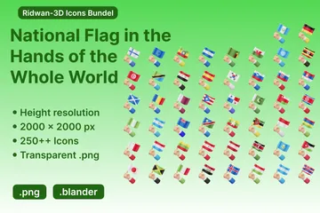 Bandeira Nacional Nas Mãos Do Mundo Inteiro 3D Icon Pack