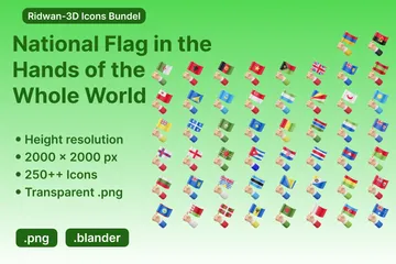 Bandeira Nacional Nas Mãos Do Mundo Inteiro 3D Icon Pack