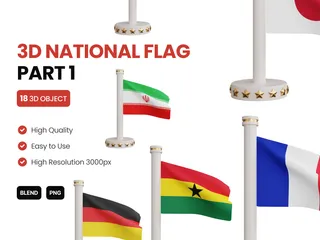Bandeira Nacional Parte 1 Pacote de Icon 3D