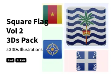Bandeira Quadrada Vol 2 Pacote de Icon 3D