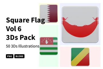 Bandeira Quadrada Vol 6 Pacote de Icon 3D
