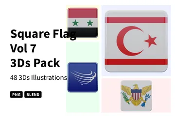 Bandeira Quadrada Vol 7 Pacote de Icon 3D