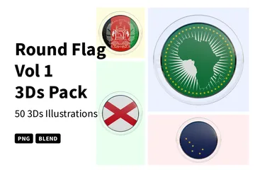Bandeira Redonda Vol 1 Pacote de Icon 3D