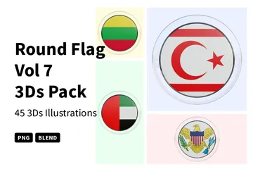 Bandeira Redonda Vol 7 Pacote de Icon 3D