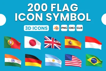 Bandeira do símbolo Pacote de Icon 3D