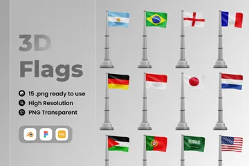 Bandeiras Pacote de Illustration 3D