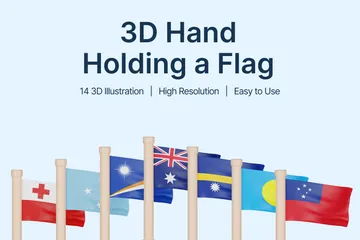 Bandeiras da Oceania Pacote de Icon 3D