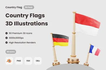 Bandeiras do país Pacote de Icon 3D