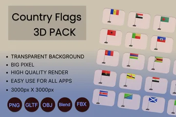 Bandeiras do país Pacote de Icon 3D