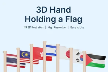 Bandeiras de países asiáticos Pacote de Icon 3D