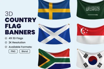 Bandeiras de países Pacote de Icon 3D