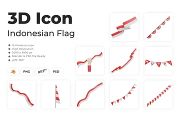 Bandera de indonesia Paquete de Icon 3D
