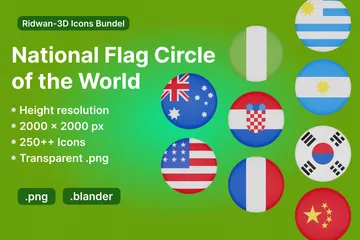 Círculo de la bandera nacional del mundo Paquete de Icon 3D