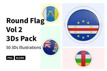 Bandera redonda vol 2 Paquete de Icon 3D