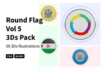 Bandera Redonda Vol 5 Paquete de Icon 3D