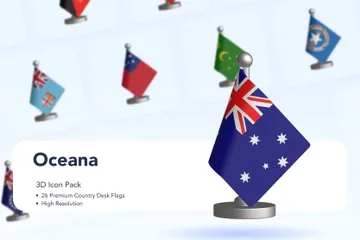 Banderas de escritorio de países - Oceana Paquete de Icon 3D