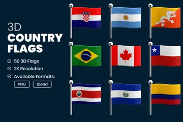 Banderas de países Paquete de Icon 3D