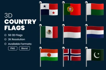 Banderas de países Paquete de Icon 3D