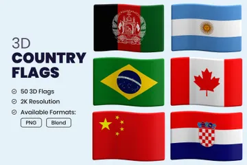 Banderas de países Paquete de Icon 3D