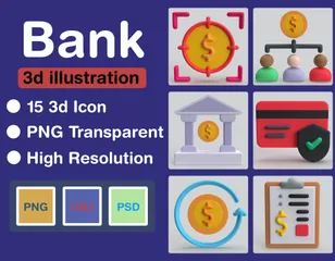 Bank 3D Icon Pack