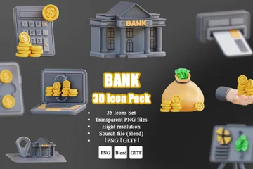 Bank 3D Icon Pack