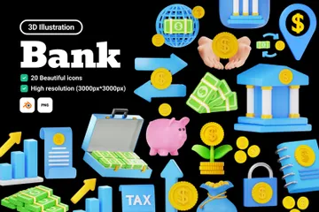 Bank 3D Icon Pack