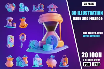 Bank und Finanzen 3D Illustration Pack