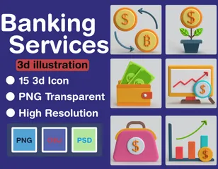 Bankdienstleistungen 3D Icon Pack