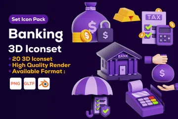 銀行業務 3D Iconパック