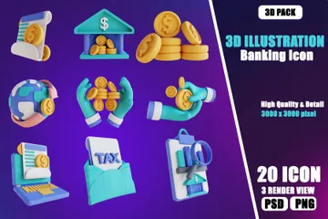 Bankwesen 3D Illustration Pack