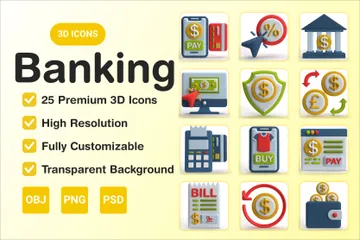 Bankwesen 3D Icon Pack