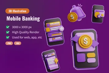 Les services bancaires mobiles 3D Icon Pack