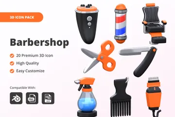 Barbearia Pacote de Icon 3D