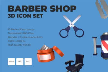 Barbearia Pacote de Icon 3D