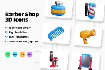 Barber Shop 3D Icon Pack