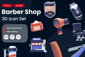 Barber Shop 3D Icon Pack