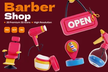 Barber Shop 3D Icon Pack