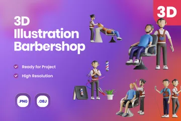 Barbershop 3D Illustration Pack 3D Illustration Pack