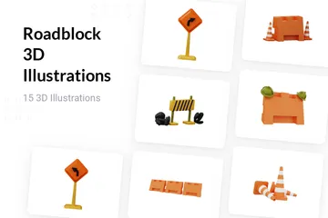 Barrage routier Pack 3D Illustration