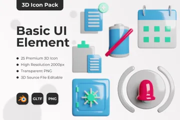 Basic UI Element 3D Icon Pack