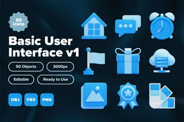 Basic User Interface V1 3D Icon Pack