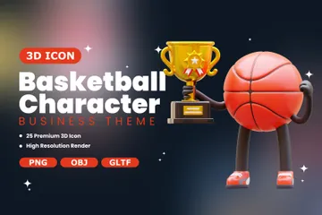 Basketball-Charakter 3D Illustration Pack
