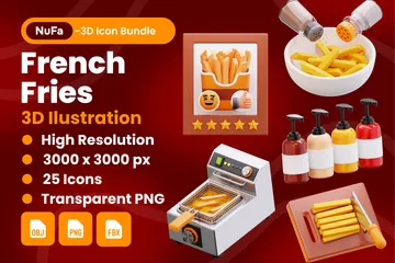 Batatas fritas Pacote de Illustration 3D