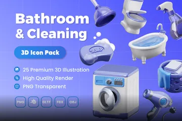 Bathroom & Cleaning 3D Icon Pack