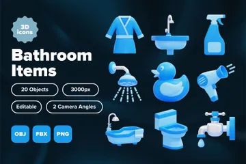 Bathroom Items 3D Icon Pack