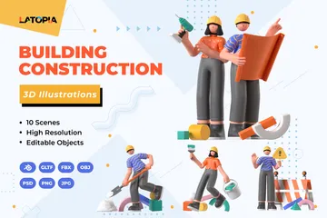 Construction de bâtiments Pack 3D Illustration