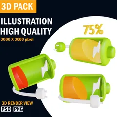 Batterie aufladen 3D Illustration Pack