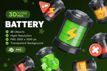 Battery 3D Icon Pack