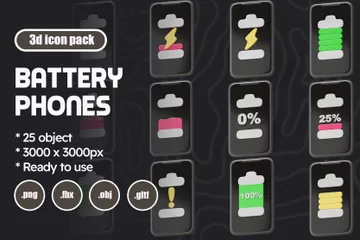 Battery Phones 3D Icon Pack